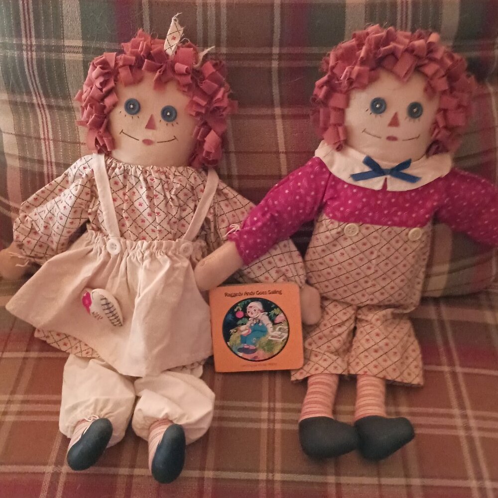 Raggedy Ann and Andy homemade, signed dolls